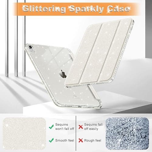 Fintie Slim Case for iPad (A16) 11th Generation 11 Inch (2025), iPad 10th Generation 10.9 Inch (2022) - Glittering Sparkly Shockproof Cover with Shiny Clear Back Shell & Pencil Holder, Starlight thumbnail 5