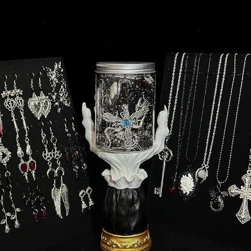 Swytaris 45-50 pcs Mystery Jewelry Jar, Surprise Gothic Jewelry Set for Woman, includes Gothic Punk Witch Necklaces, Earrings, Rings, Bracelets and Hair Clips, Unique Goth Jewelry Box Gift for Her thumbnail 5