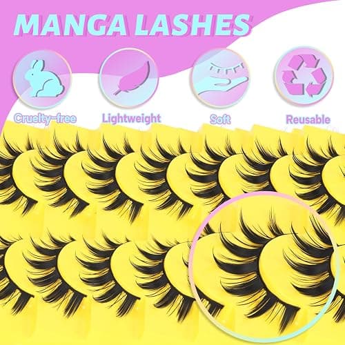 Losha Lashes Spiky Manga Lashes Wispy Anime False Eyelashes 9 Pairs 8D Asian Eye Lashes Natural Anime Fake Eyelashes (Lovely) thumbnail 3