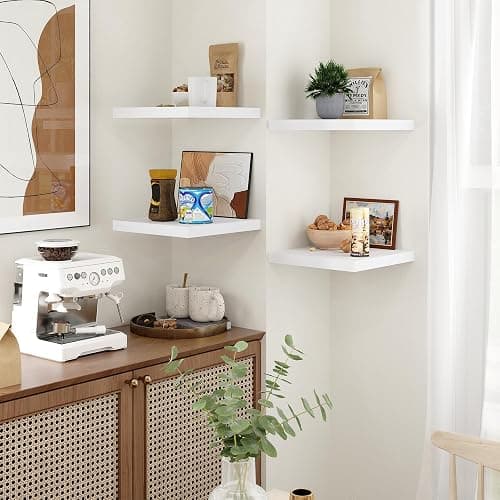Fun Memories Floating Shelves for Wall - 12 Inch Square Shelves with Invisible Brackets, White Small Wall Shelf for Living Room, Bathroom, Bedroom, and Kitchen Decor，Set of 4 thumbnail 2