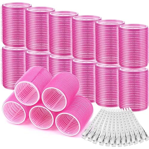 Big Self-Grip Hair Rollers with Stainless Steel Duckbill Clips for Long, Medium Hair and Volume - Image 1