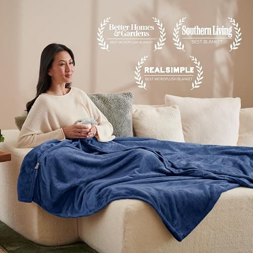 Bare Home Fleece Blanket - Twin/Twin Extra Long - Ultra-Soft Lightweight for Bed, Sofa, and Couch - Luxury Microplush - Cozy Warm Blanket (Twin/Twin XL, Dark Blue) thumbnail 6