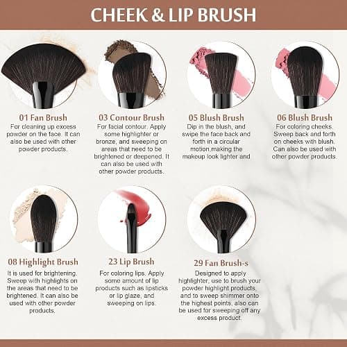 Docolor Makeup Brushes Set Professional 30Pcs Obsidian Makeup Brushes Premium Synthetic Powder Kabuki Foundation Contour Blush Concealer Eye Shadow Blending Eyeliner Crease Eyebrow Make Up Brush Kit thumbnail 5