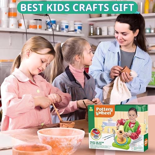 Pottery Wheel for Kids - Complete Pottery Painting Kit Arts and Crafts for Kids Ages 8-12 with 3 Pack Air Dry Clay Art Supplies Toys for Girls Boy Birthday Gift for 6 7 8 9 10 11 12+ thumbnail 7