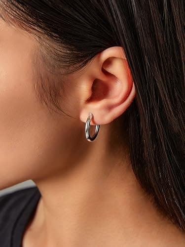 Yurielys Clip on Earrings for Women, 14K Real Gold Plated Non Pierced Hoop, Clip on Hoops for Non Pierced Ears Gold and White Gold thumbnail 3