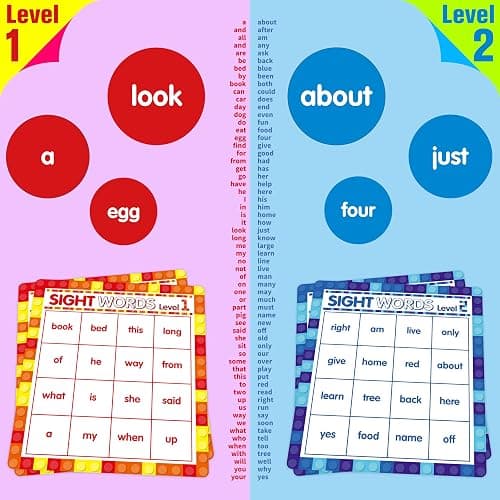 SpriteGru Sight Word Bingo Game, 120 Sight Words Learn to Read Level 1 & Level 2 Bingo Board Game Dolch's & Fry's Words Lists for Kindergarten and Preschool Kids 4-8, Perfect for Classroom & at Home thumbnail 4