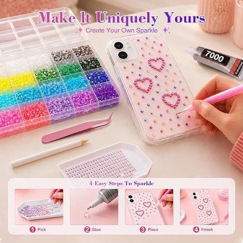 Fournine 90,000Pcs Resin Jelly Rhinestones for Bedazzling Kit | 48 Colours 3mm Multicolor Flatback Rhinestones, Bedazzle Kit with 100ml Glue and Tools, Bedazzling Gems for Nail thumbnail 6