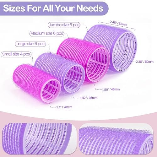 33 Piece Hair Rollers set, Self Grip Hair Rollers for Long Medium Short Hair, ELASO Large Medium Hair Curler （22 Rollers + 10 Stainless steel Clip +1 Storage Bag） thumbnail 3