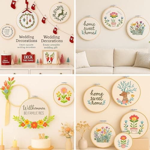 24 PCS Bamboo Embroidery Hoops, 8 Sizes (3.94–11.81 in), 3 per Size, Adjustable Stainless Screws — Cross Stitch Hoops for Embroidery, Needlework, DIY Craft & Wall Decor thumbnail 8