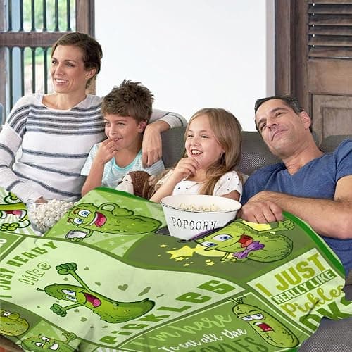 Pickle Blanket for Pickles Lover Funny Pickle Gifts Blanket for Girl Women Adult Teen I Just Really Like Pickles Soft Flannel Blanket for Sofa Bed Camping Travel Home Decor,40"x50"for Kids/Baby thumbnail 6