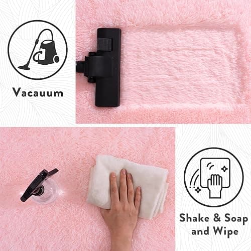 Fluffy Pink Rug for Bedroom Girls, 5x7 Soft Fuzzy Plush Shag Area Rug for Living Room, Cute Comfy Throw Rug for Kids, Non-Slip Indoor Shaggy Floor Carpet for Nursery Teen Dorms Home Decor Aesthetic thumbnail 9