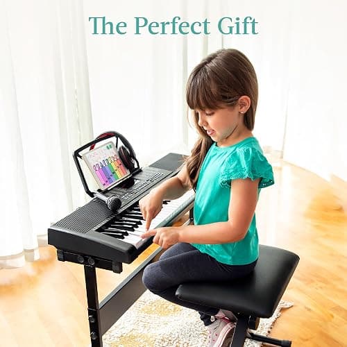 Best Choice Products 61-Key Electronic Keyboard Piano Portable Electric Keyboard Complete Beginner Set w/LED Screen, Stand, Bench, Headphones - Black thumbnail 5