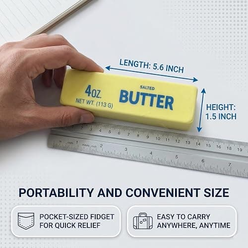 Slow Rising Butter Squishy, Realistic Butter Stick Stress Relief Ball for Adults and Teens, Cute Sensory Fidget Gadget, Soft Anxiety Relief with Wet Rebound, Squeeze & Squish Stress Reliever (Yellow) thumbnail 3
