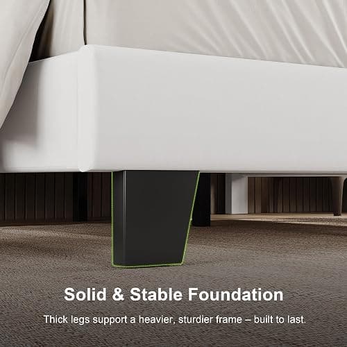 Einhomn Queen Size Bed Frame with Headboard, Upholstered Velvet Platform Bedframe with Solid Wooden Slats, Noise-Free, No Box Spring Needed, Easy Assembly, White thumbnail 6