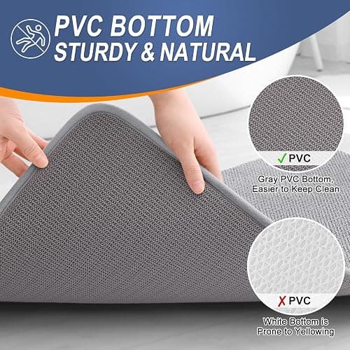 OLANLY Thick Memory Foam Bath Mat Rug 70x24, Extra Soft Absorbent Bathroom Rug, Quick Dry Bath Mats, Non-Slip, Machine Washable Carpet for Bathroom, Tub and Shower, Home Decor Accessories, Grey thumbnail 4