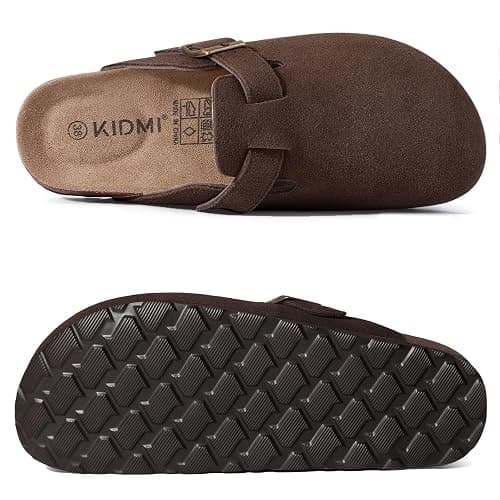 KIDMI Genuine Suede Clogs for Women Cork Footbed Sandals Leather Mules Potato Shoes with Arch Support | Arch Support, Cork Footbed, Suede, Leather thumbnail 3