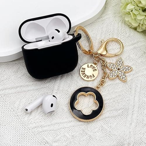 Koujaon Airpods 4 Cases Silicone Protective Case for Airpod 4 with Bling Keychain for Apple AirPods 4th Generation Wireless Earbuds with Cleaner Kit (Black) thumbnail 6