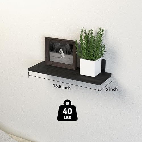 DOLLFIO Floating Shelves, 5 Sets Wall Shelves, Wood Floating Shelves for Bedroom Wall Décor, Wall Mounted Floating Bathroom Shelf for Storage, Floating Book Shelf, Living Room – Black thumbnail 3