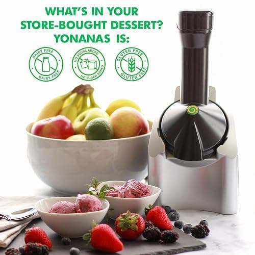 Yonanas Classic Frozen Fruit Soft Serve Maker for Healthy Vegan and Dairy-Free Treats, 200W Silver Machine with 36 Recipes, BPA Free, Easy to Clean, Quick and Simple to Use thumbnail 9