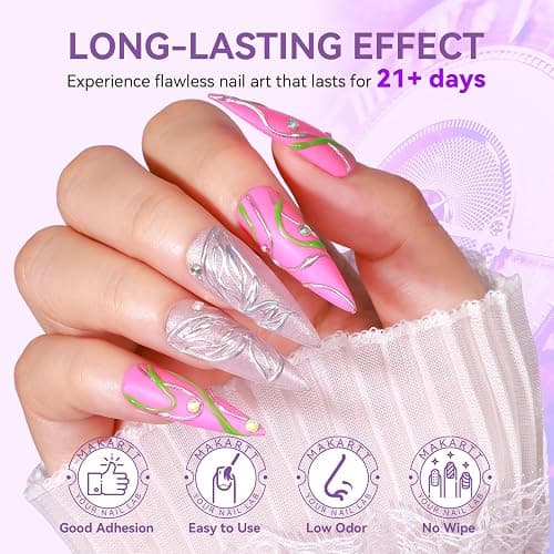 Makartt 3D Gel Nail Art: Clear 3D Painting Gels for Chrome Powder, 3D Sculpting No Wipe for Gel Nail Polish, 3D Carving Drawing Gels for Nails Art at Home & Salon DIY 0.28 fl.oz thumbnail 4