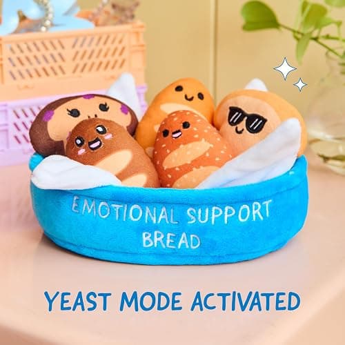 Emotional Support Bread, Cute Stuffed Animals by Relatable | Squishy Toys and Plushies, Great Gift Ideas for Loved Ones of All Ages, Includes 5 Plushies with Carrying Basket thumbnail 5