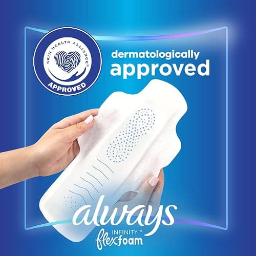 Always Infinity Feminine Pads for Women, Flexfoam Pads with Wings, Size 4, Overnight Absorbency, Unscented, 78 Count (3 Packs of 26) thumbnail 8
