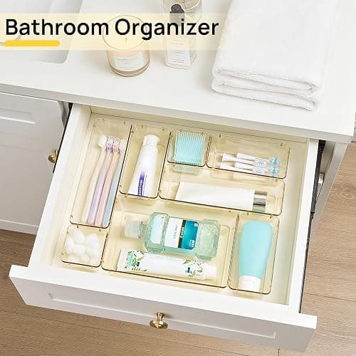Vtopmart 25 Pack Plastic Drawer Organizers with Non-slip Rubber Pads | 4-Size Versatile Makeup Organizer, Storage Containers Small Bins for Makeup, Jewelries, Bedroom, Kitchen Utensils and Office thumbnail 6