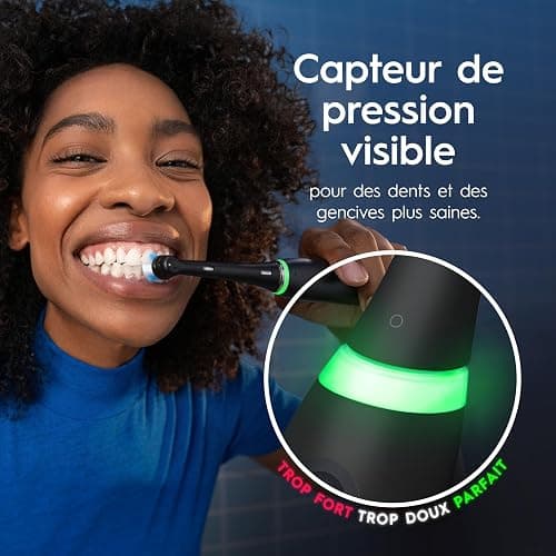 Oral-B Brosse A Dents Electrique iO 6 Noire, 5 Modes De Brossage Dont Blancheur Et Soin Des Gencives, Capteur De Pression, Ecran Interactif, 3 Brossettes De Rechange Oral B, Etui De Voyage, Carton thumbnail 6
