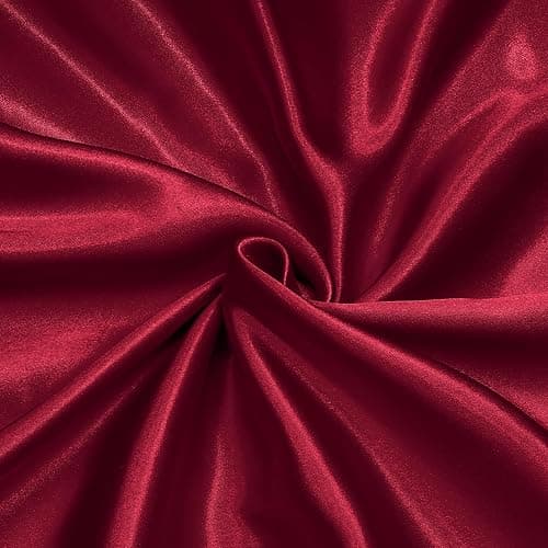 Homiest Burgundy Satin Fabric by The Yard, 5 Yards x 58 Inch Charmeuse Satin Fabric Silky & Shiny Cloth Fabric, Smooth Bridal Satin Fabric for Wedding Dress, Clothing Making, DIY Crafts, Sewing - Image 1