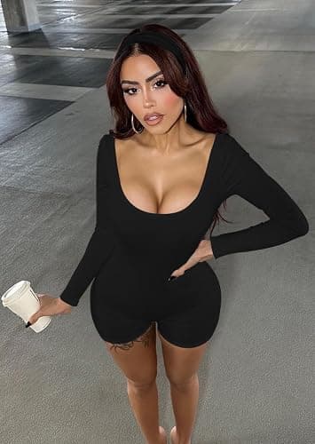 OLCHEE womens black long-sleeve bodysuit thumbnail 3