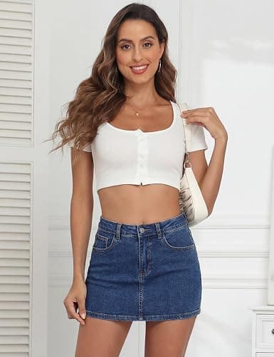 Denim Skort Women Stretch Denims Mini Skirt for Womens High Waist Denim Skirt Women Mini Jean Skirt Fashions Jeans Skort thumbnail 4