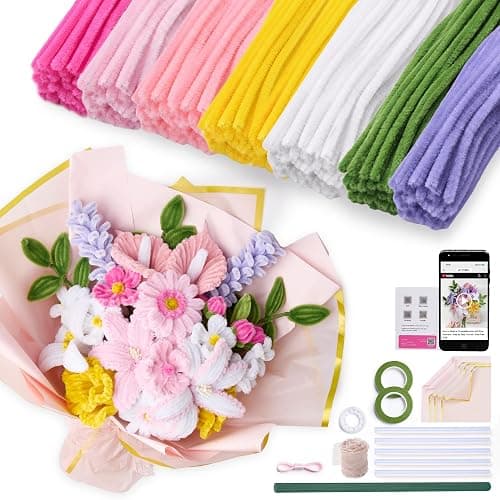 Pheravia 500pcs Pipe Cleaner Flower Kit, DIY Pipe Cleaners Craft Set with Step-by-Step Tutorial, Chenille Stems Bulk for Bouquet Making | Premium 8mm thick, dense, beginner-friendly video tutorials, rich floral accessories, for bouquet making, family crafts - Image 1