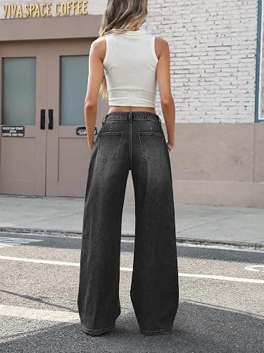 ELLEVEN Low-Rise Baggy Jeans for Women Y2k Loose Denim Pants | High Stretchy,Wide Leg Jeans,Low Waist,Streetwear Women,Western Outfits,Jean Pants,Soft Breathable Autumn Winter Outgoing thumbnail 2