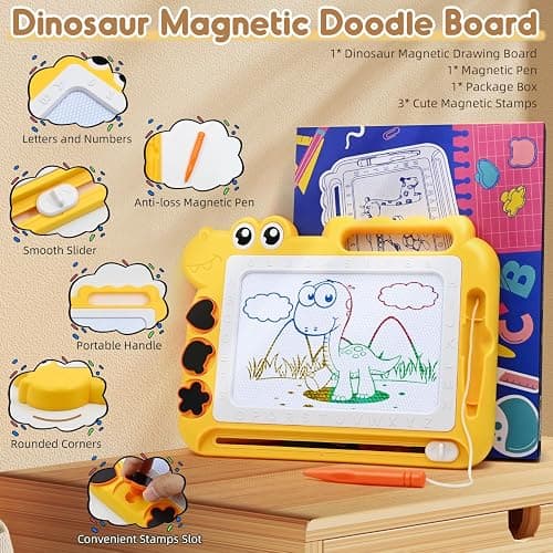 AiTuiTui Magnetic Drawing Board Toddler Toys Gift for Girls Boys, Color Sketch Writing Scribble Doodle Pad Travel Games, Educational Learning Kids Toys for Toddlers Birthday (Yellow) thumbnail 4