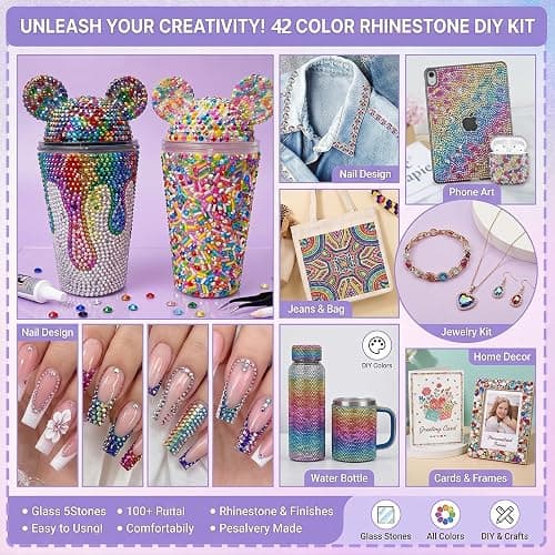 33600Pcs Bedazzling Kit Strasssteine für Nägel, 42Farben 3mm Glitzersteine Bedazzler Kit mit Pinzette & Wachsstift,Flatback Jelly Rhinestones für Nail Art DIY Basteln Nägel Textilien Diamond Painting thumbnail 5