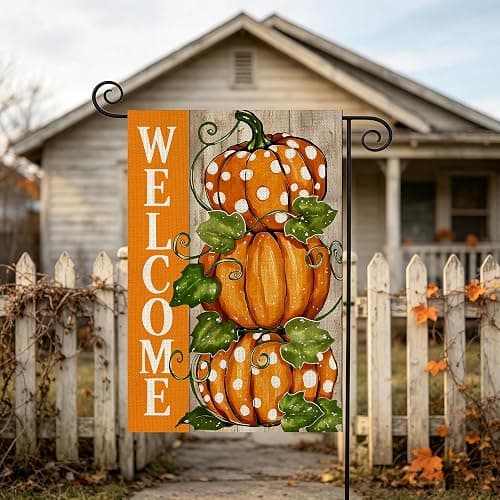 Fall Decorations Garden Flag 12x18 Inch for Outside Double Sided Weather & Fade Resistant Pumpkin Welcome Yard Flags Thanksgiving Outdoor Home Fall Decor thumbnail 6