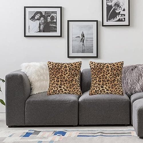 Leopard Print Pillow Covers 18x18 in Couch Cheetah Print Pillow Case Sets of 2 Modern Decorative Square Throw Pillows for Home Living Room Bedroom Bed Cushion Outdoor thumbnail 2
