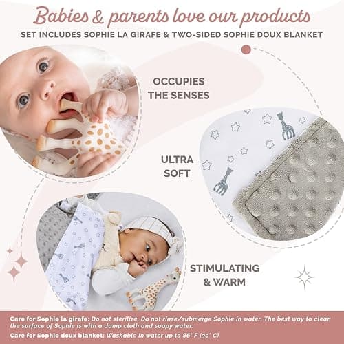 Sophie la girafe Gift Set | Includes Sophie la girafe & Sophie Doux Blanket | Born in Paris | Ultra-Soft Blanket | Warm Cocoon of Softness | Comfort & Soothe | Awaken All 5 Senses thumbnail 6