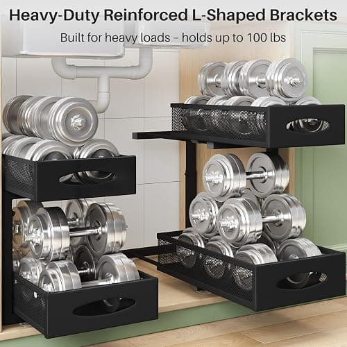 Under Sink Organizer, 2 Tier Pull out Cabinet Organizer Baskets with Mesh Sliding Drawers, Slide out Storage Shelf for Home, Kitchen, Bathroom, Pantry, Office Cabinet, Countertop(1 Pack) thumbnail 5