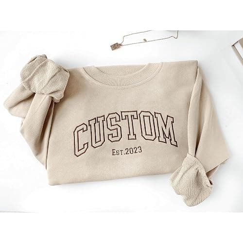 Custom Embroidered Sweatshirts and Hoodie Design Your Own, Personalized Sweatshirts Hoodie For Everyone, Customize Text On Sleeve, Add Your Own Custom Text, Personalized Embroidery Gift, Christmas thumbnail 3