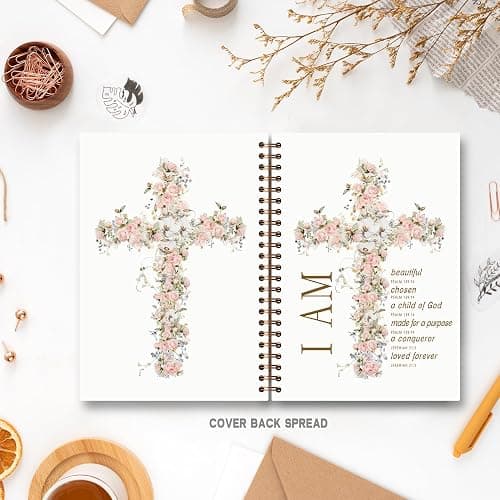 Foritho Floral Christian Notebook, Inspirational I Am Bible Verse Journal, Religious Prayer Journal for Writing, Scripture Bible Journaling Spiral Notebook 5.5x8.3 Inch thumbnail 7