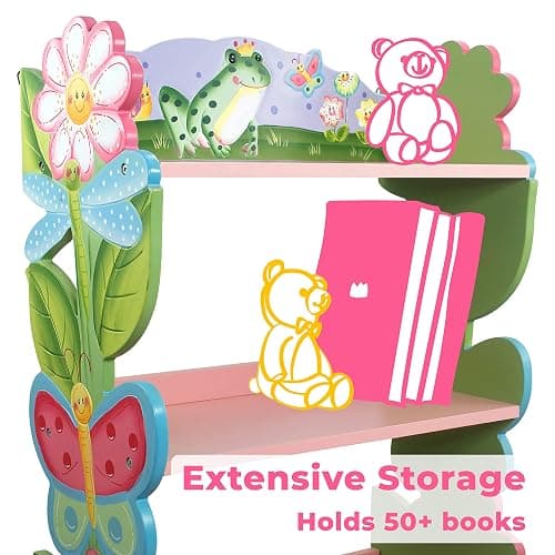 Fantasy Fields Magic Garden Kids 3-Tier Bookshelf & Drawer, Multi thumbnail 4