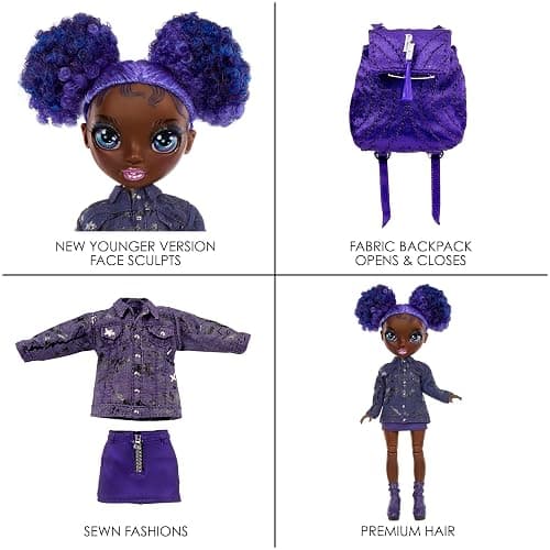 Rainbow High Jr High Series 2 Krystal Bailey- 9" Purple Posable Fashion Doll with Designer Accessories and Open/Close Backpack. Great Toy Gift for Kids Ages 6-12 Years Old & Collectors thumbnail 5