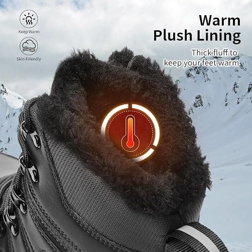 Suiyfit Snow Boots for Men Waterproof Mid Calf Winter Hiking Boot Durable Warm Fur Lined Boot Non-Slip Warm Climbing Shoes thumbnail 5