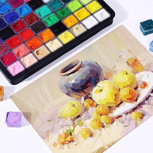 HIMI Pittura a Guazzo Set 56 Colori, 30ml, Gouache Set, 8 Metallici 6 Neon, Tazzina Gelatina in Custodia, Guazzo Colori Artisti Studenti, Pittura Gouache Acquerello Opaca thumbnail 6
