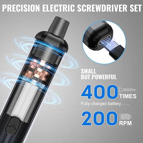 Mini Electric Screwdriver 3.7V, Cordless Screwdriver Set, Precision Electric Screwdrivers 72-in-1 Magnetic Bits, Rechargeable Portable Repair Tool Kit for Electronics Laptops Glasses Clocks thumbnail 3