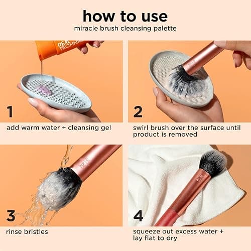 Real Techniques 6 Piece Everyday Essentials Makeup Brush Set, Includes 4 Brushes & 2 Makeup Sponges, For Foundation, Blush, Bronzer, Contour, Eyeshadow, & Powder, Travel Gift Set, Cruelty-Free & Vegan thumbnail 11