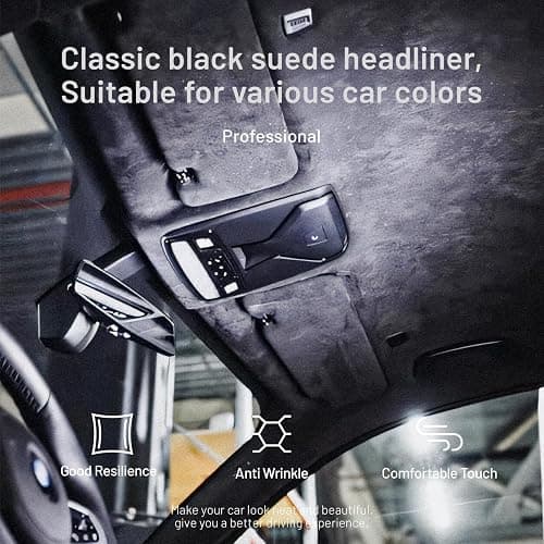 Hiksuky Suede Auto Headliner Fabric 98" L × 60" W with Foam Backing - Black Interior Replacement Material for Car/Truck/SUV/RV Roof, Tube Packaging - Home Repair/DIY Headliner Material thumbnail 5