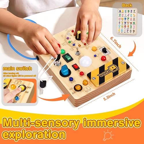 Grarain Busy Board for Toddlers - Montessori Educational Toy for 1-3 Year Old Boys & Girls | Travel-Friendly Sensory Learning Activity | Ideal for Kids with Autism(Clocks Busy Board) thumbnail 2