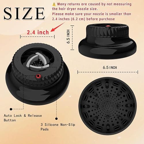 LIGOLIG Hair Difuser Attachment Universal Diffuser Hair Dryer for 1.4-inch to 2.4- inch Blow Dryer, Hair Diffuser for Curly Hair and Natural Wavy Hair (Black) thumbnail 3